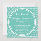 Invitation Aqua Turquoise Retro Baby Girl Eléphant Douche (Dos)