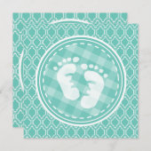 Invitation Aqua Turquoise Retro Baby shower pieds bébé (Devant / Derrière)