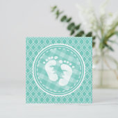 Invitation Aqua Turquoise Retro Baby shower pieds bébé (Debout devant)
