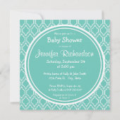 Invitation Aqua Turquoise Retro Baby shower pieds bébé (Dos)