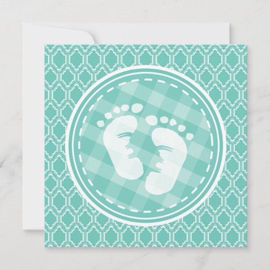Invitation Aqua Turquoise Retro Baby shower pieds bébé (Devant)