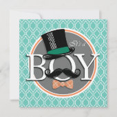 Invitation Aqua Turquoise Retro Funny Boy Baby shower (Devant)