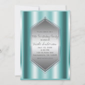 Invitation Aqua Turquoise Shine Glamor Anniversaire Fête N'im (Devant)