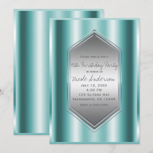 Invitation Aqua Turquoise Shine Glamor Anniversaire Fête N'im