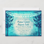 Invitation Aqua Turquoise Trees String Lights Mariage Invite (Devant)