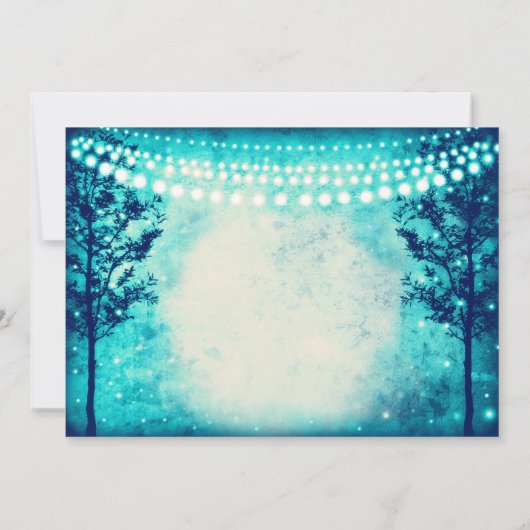 Invitation Aqua Turquoise Trees String Lights Mariage Invite (Dos)