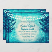 Invitation Aqua Turquoise Trees String Lights Mariage Invite (Devant / Derrière)