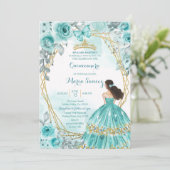 Invitation Aqua Turquoise Turquoise2 Rose et papillon Mis Qui (Debout devant)