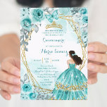 Invitation Aqua Turquoise Turquoise2 Rose et papillon Mis Qui<br><div class="desc">Aqua Turquoise Turquoise2 Rose & Papillon Mis Quince Invitation Mis Quince Anos,  15e anniversaire, </div>