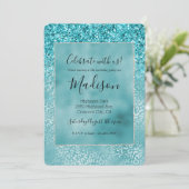 Invitation Aqua Turquoise Turquoise Glam Empreinte de léopard (Debout devant)