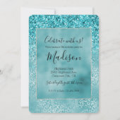 Invitation Aqua Turquoise Turquoise Glam Empreinte de léopard (Devant)