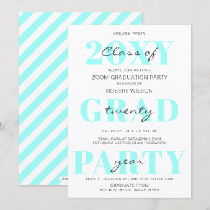 Invitation Aqua Typographie Moderne en ligne Graduation Party