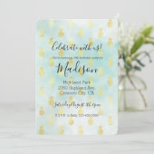 Invitation Aqua White Gold Tropical Glam Ananas (Debout devant)