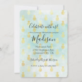 Invitation Aqua White Gold Tropical Glam Ananas (Devant)