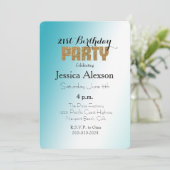 Invitation Aqua White Ombre Gold Parties scintillant (Debout devant)