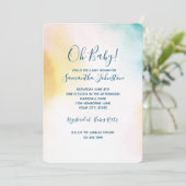 Invitation Aqua Yellow Gold Blush Tie Dye Ombre (Debout devant)