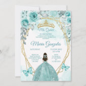 Invitation Aqual Turquoise Turquoise3 Papillon et Rose Mis Qu (Devant)