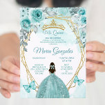 Invitation Aqual Turquoise Turquoise3 Papillon et Rose Mis Qu<br><div class="desc">Aqual Turquoise Turquoise3 Butterfly & Rose Mis Quince Invitation Mis Quince Anos,  15e anniversaire, </div>