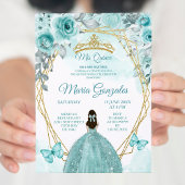 Invitation Aqual Turquoise Turquoise3 Papillon et Rose Mis Qu