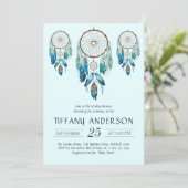 Invitation Aquamarine Baby shower Dreamcatcher (Debout devant)