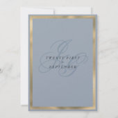 Invitation Aquamarine bleu or monogramme initiales mariage (Dos)