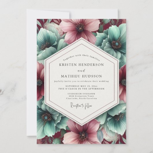 Invitation Aquamarine Bloom Wedding (Devant)