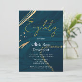 Invitation Aquamarine Gold Alcohol Ink 80e fête d'anniversair (Debout devant)