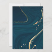 Invitation Aquamarine Gold Alcohol Ink 80e fête d'anniversair (Dos)