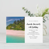 Invitation Aquamarine Ocean Tropical Beach Scenic Birthday (Debout devant)
