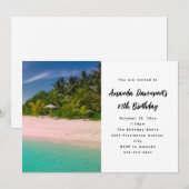 Invitation Aquamarine Ocean Tropical Beach Scenic Birthday (Devant / Derrière)