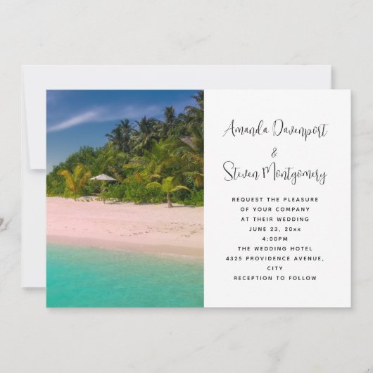 Invitation Aquamarine Ocean Tropical Beach Wedding (Devant)