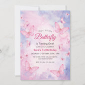 Invitation Aquarelle 1er Anniversaire Fête des papillons (Devant)