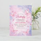Invitation Aquarelle 1er Anniversaire Fête des papillons (Debout devant)