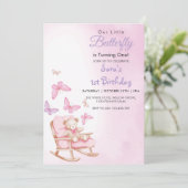 Invitation Aquarelle 1er anniversaire peluche et papillon (Debout devant)