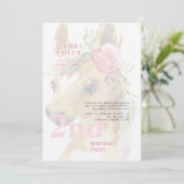 Invitation Aquarelle 2e anniversaire Pink Pony Party (Debout devant)