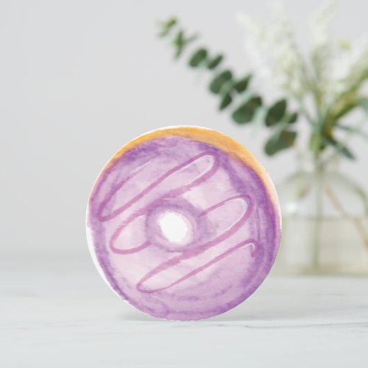 Invitation Aquarelle 3D Purple Donut Parsemer rond (Debout devant)
