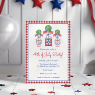 Invitation Aquarelle 4 juillet American Flag Topior Party