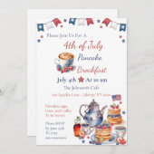 Invitation Aquarelle 4 juillet Brunch (Devant / Derrière)