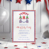 Invitation Aquarelle 4 juillet Drapeau Monogram Crest Party