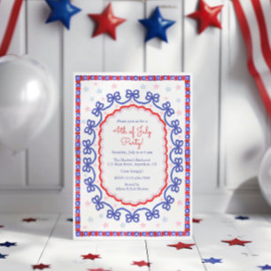 Invitation Aquarelle 4 juillet Patriotique Bow American