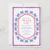 Invitation Aquarelle 4 juillet Patriotique Bow American (Devant)