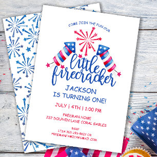 Invitation Aquarelle 4 juillet petit fêtard