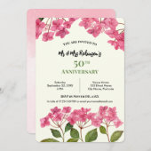 Invitation Aquarelle 50e Anniversaire Rose Hydrangea Lacecap (Devant / Derrière)