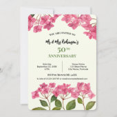 Invitation Aquarelle 50e Anniversaire Rose Hydrangea Lacecap (Devant)