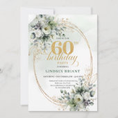 Invitation aquarelle 60e anniversaire Boho verte (Devant)
