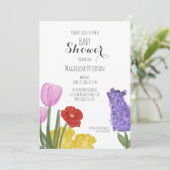 Invitation Aquarelle à Baby shower floral chic tiré à la main (Debout devant)