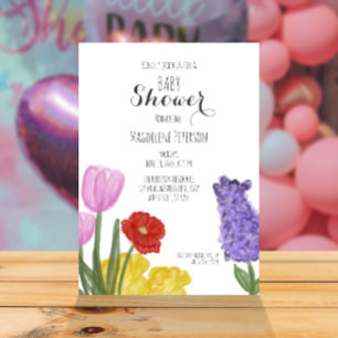 Invitation Aquarelle à Baby shower floral chic tiré à la main