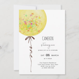 Invitation Aquarelle à ballons jaunes fête d'anniversaire