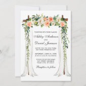 Invitation Aquarelle à canopée mariage Corail floral (Devant)