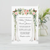Invitation Aquarelle à canopée mariage couleur rose floral (Debout devant)